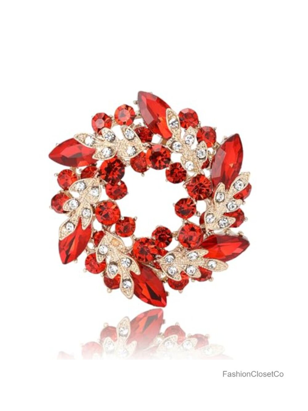 Cubic Zirconia Rhinestone Wreath Brooch Pin Elegant Wedding Jewelry